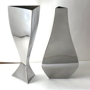 Michael Aram Set of Two Stainless Vases Relationship Collection Signed